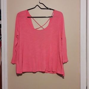 Pink Lace-up Blouse